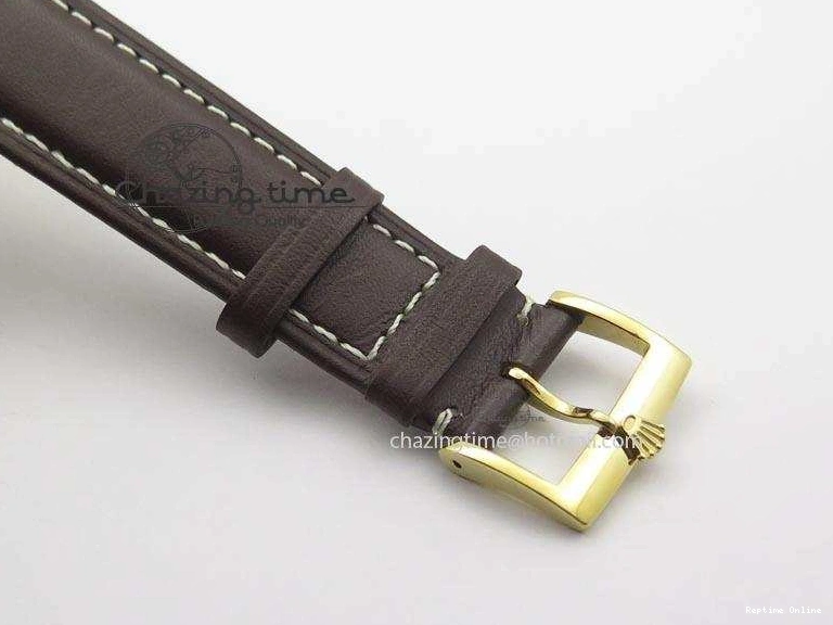 0406 Cellini Date YG White Numeral Dial On Brown Leather Strap A Affordable 3883